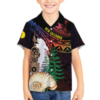 New Caledonia Kanaky Personalized Kid Hawaiian Shirt Kagu Bird Emblem LT7 Kid Black - Polynesian Pride