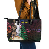 New Caledonia Kanaky Personalized Leather Tote Bag Kagu Bird Emblem LT7 - Polynesian Pride