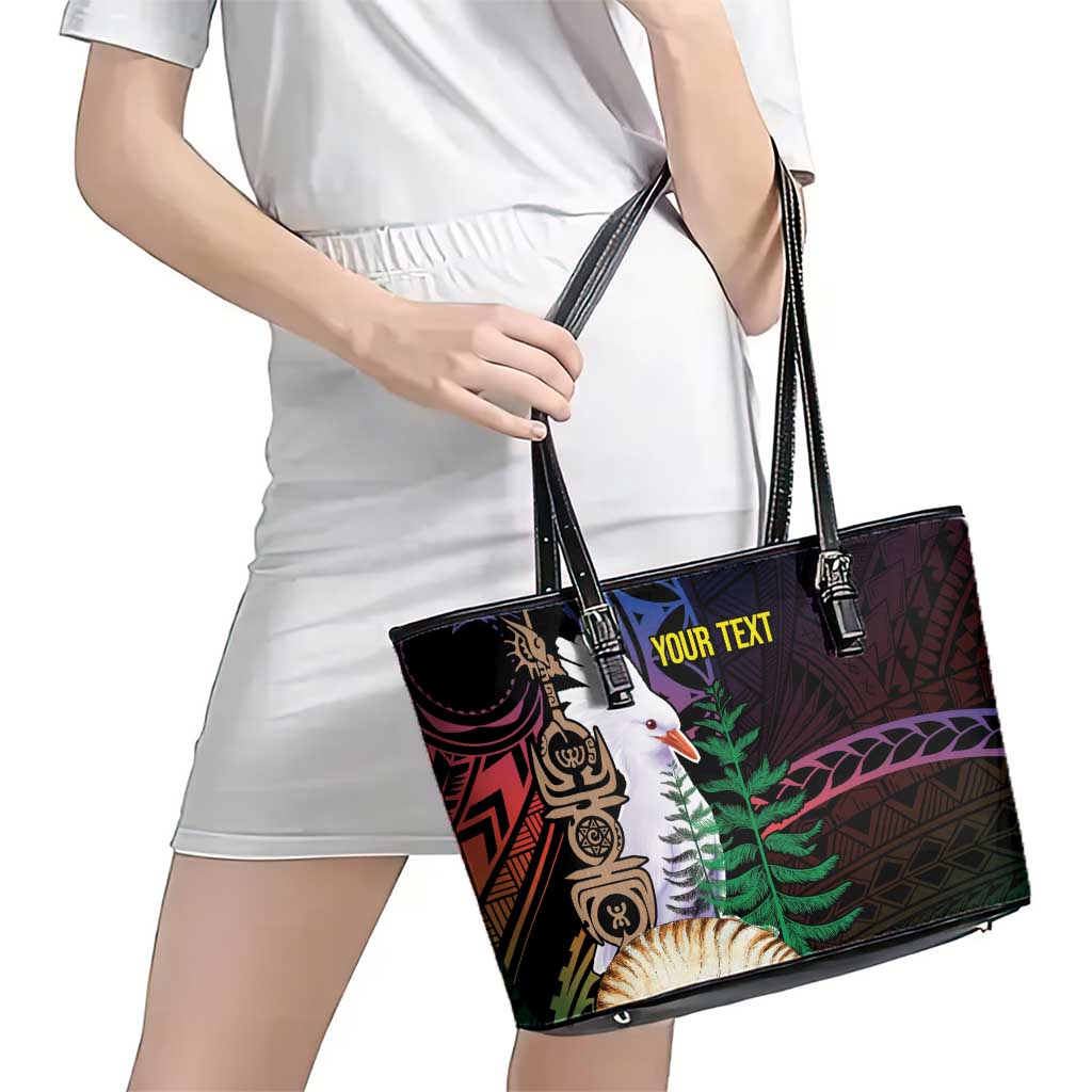 New Caledonia Kanaky Personalized Leather Tote Bag Kagu Bird Emblem LT7 - Polynesian Pride