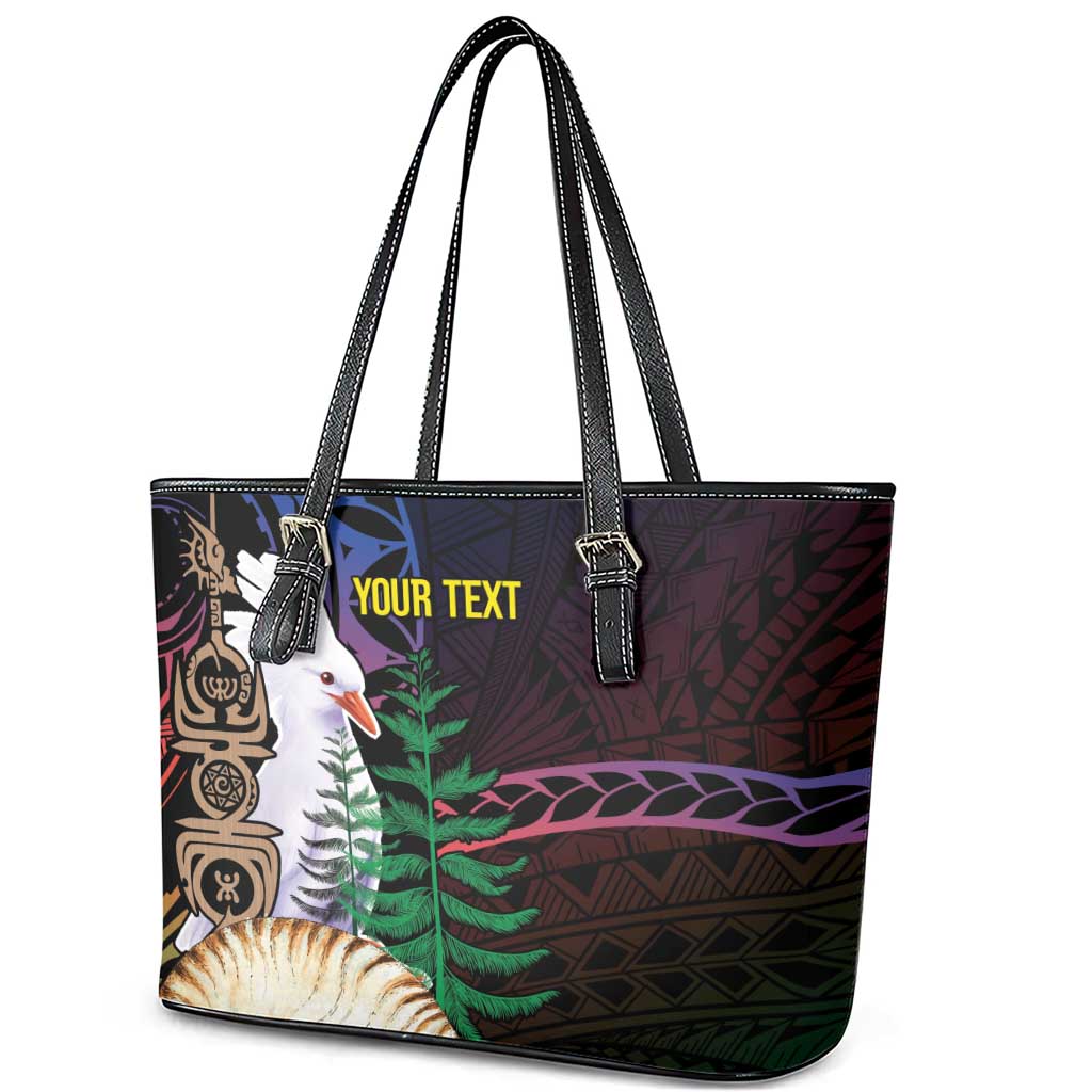 New Caledonia Kanaky Personalized Leather Tote Bag Kagu Bird Emblem LT7 - Polynesian Pride