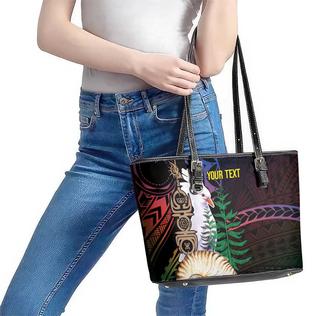 New Caledonia Kanaky Personalized Leather Tote Bag Kagu Bird Emblem LT7 - Polynesian Pride