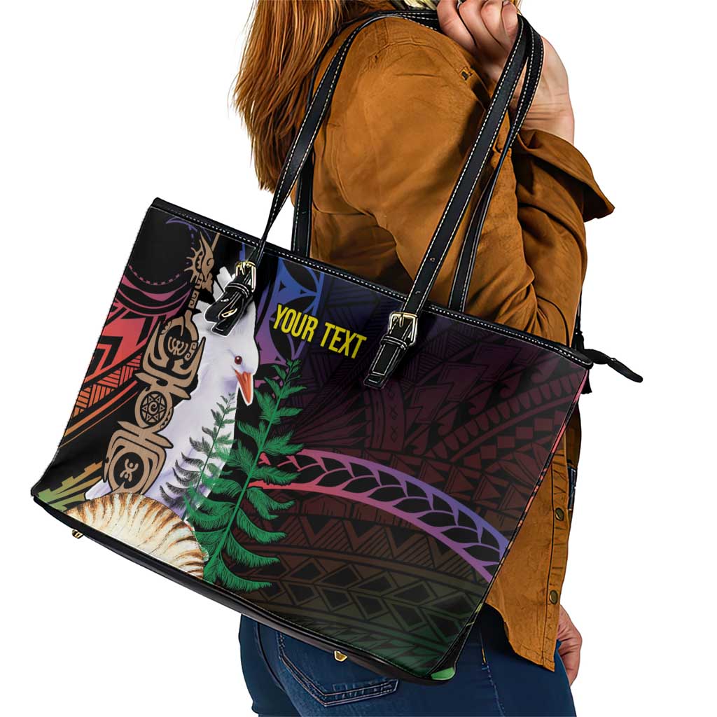New Caledonia Kanaky Personalized Leather Tote Bag Kagu Bird Emblem LT7 - Polynesian Pride