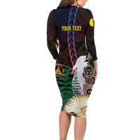 New Caledonia Kanaky Personalized Long Sleeve Bodycon Dress Kagu Bird Emblem LT7 - Polynesian Pride