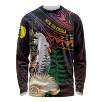 New Caledonia Kanaky Personalized Long Sleeve Shirt Kagu Bird Emblem LT7 Unisex Black - Polynesian Pride