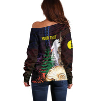 New Caledonia Kanaky Personalized Off Shoulder Sweater Kagu Bird Emblem LT7 - Polynesian Pride