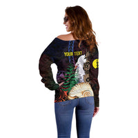 New Caledonia Kanaky Personalized Off Shoulder Sweater Kagu Bird Emblem LT7 - Polynesian Pride