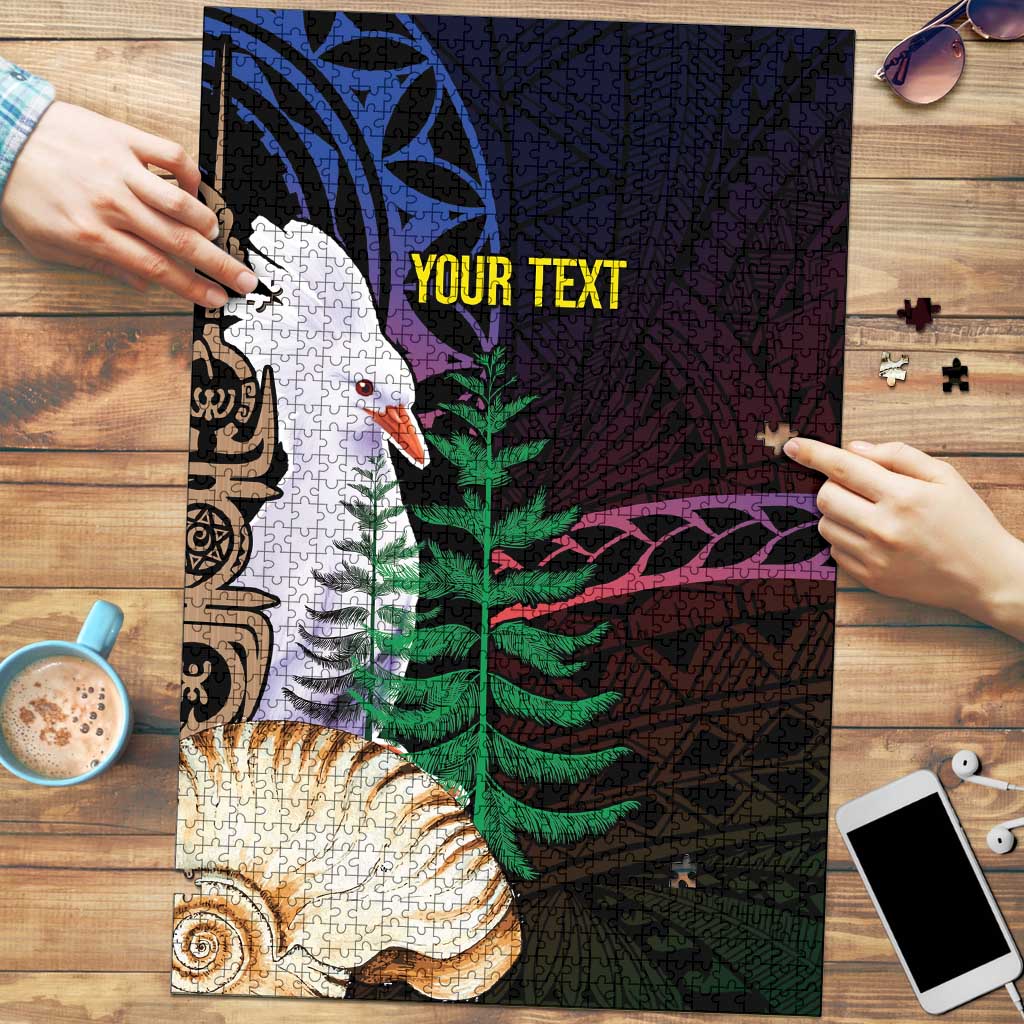 New Caledonia Kanaky Personalized Puzzle Kagu Bird Emblem LT7 Black - Polynesian Pride