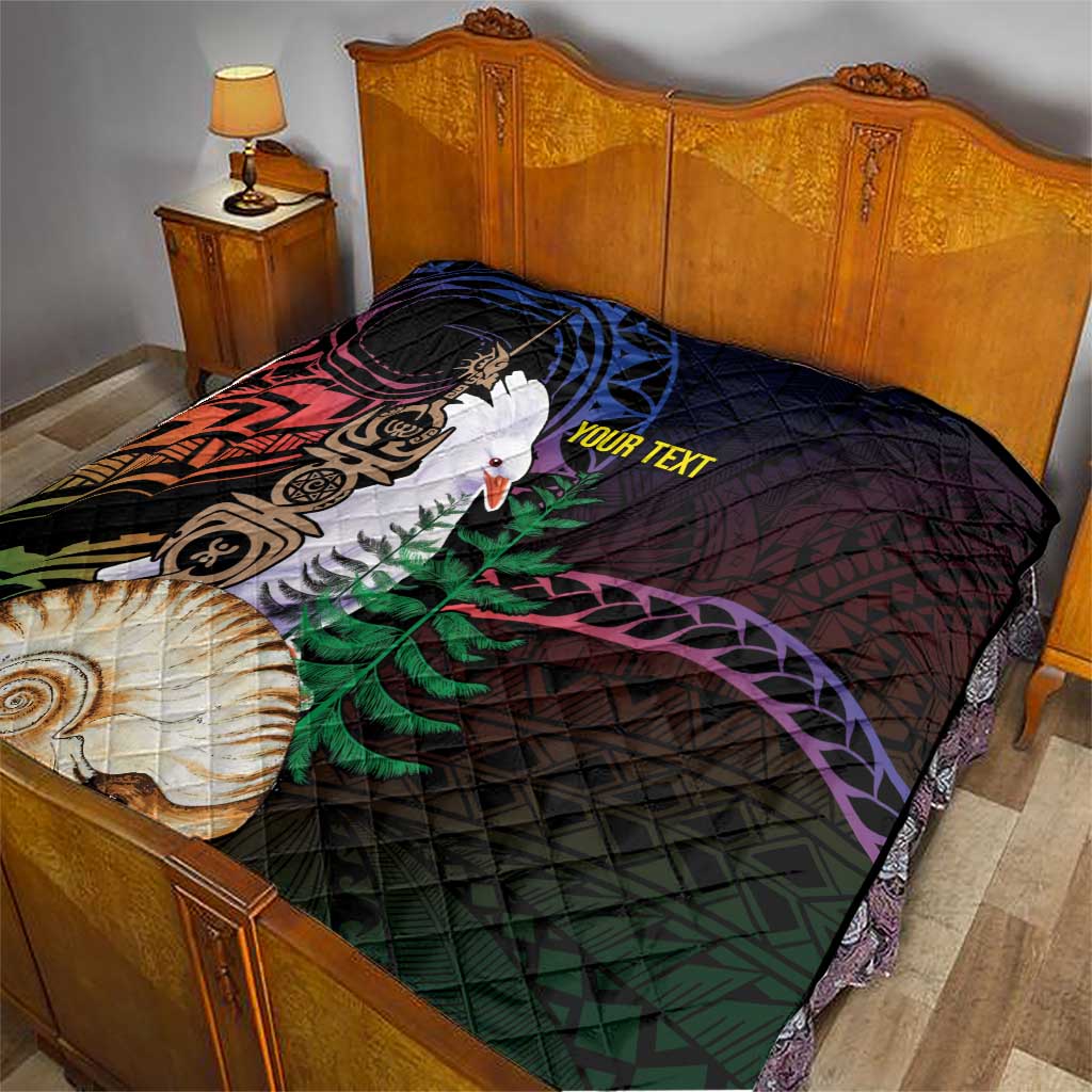 New Caledonia Kanaky Personalized Quilt Kagu Bird Emblem LT7 - Polynesian Pride