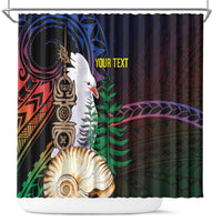 New Caledonia Kanaky Personalized Shower Curtain Kagu Bird Emblem LT7 Black - Polynesian Pride