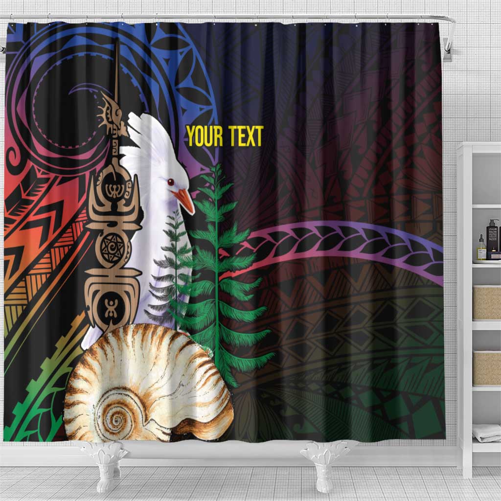 New Caledonia Kanaky Personalized Shower Curtain Kagu Bird Emblem LT7 - Polynesian Pride