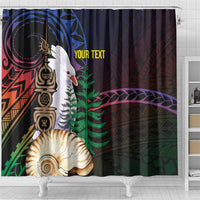 New Caledonia Kanaky Personalized Shower Curtain Kagu Bird Emblem LT7 - Polynesian Pride
