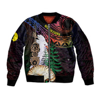 New Caledonia Kanaky Personalized Sleeve Zip Bomber Jacket Kagu Bird Emblem LT7 Unisex Black - Polynesian Pride