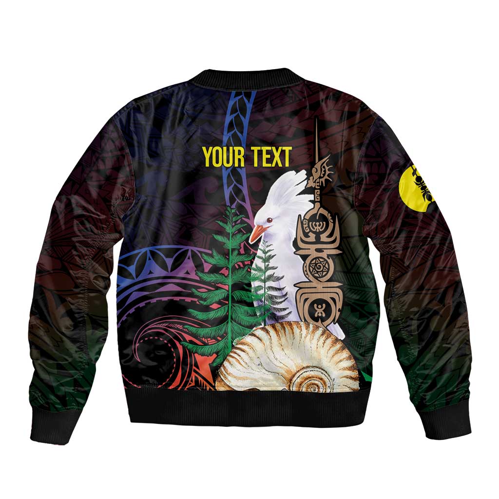 New Caledonia Kanaky Personalized Sleeve Zip Bomber Jacket Kagu Bird Emblem LT7 - Polynesian Pride