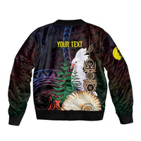 New Caledonia Kanaky Personalized Sleeve Zip Bomber Jacket Kagu Bird Emblem LT7 - Polynesian Pride