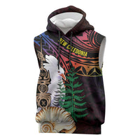 New Caledonia Kanaky Personalized Sleeveless Hoodie Kagu Bird Emblem LT7 Black - Polynesian Pride