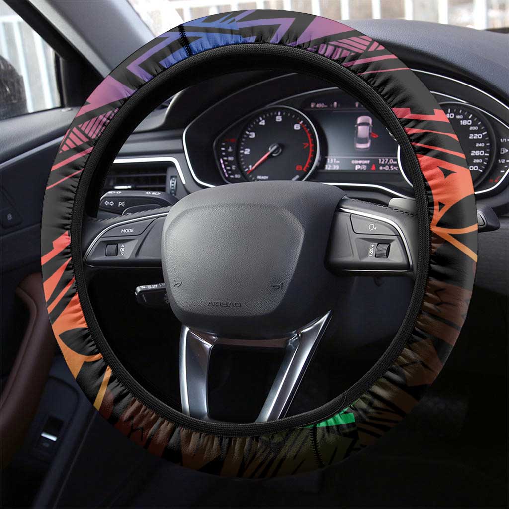 New Caledonia Kanaky Steering Wheel Cover Kagu Bird Emblem LT7 - Polynesian Pride