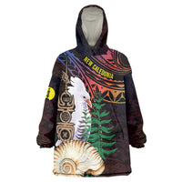 New Caledonia Kanaky Personalized Wearable Blanket Hoodie Kagu Bird Emblem LT7 One Size Black - Polynesian Pride