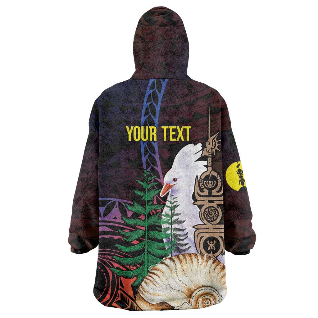 New Caledonia Kanaky Personalized Wearable Blanket Hoodie Kagu Bird Emblem LT7 - Polynesian Pride