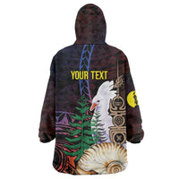 New Caledonia Kanaky Personalized Wearable Blanket Hoodie Kagu Bird Emblem LT7 - Polynesian Pride