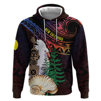 New Caledonia Kanaky Personalized Zip Hoodie Kagu Bird Emblem LT7 Pullover Hoodie Black - Polynesian Pride