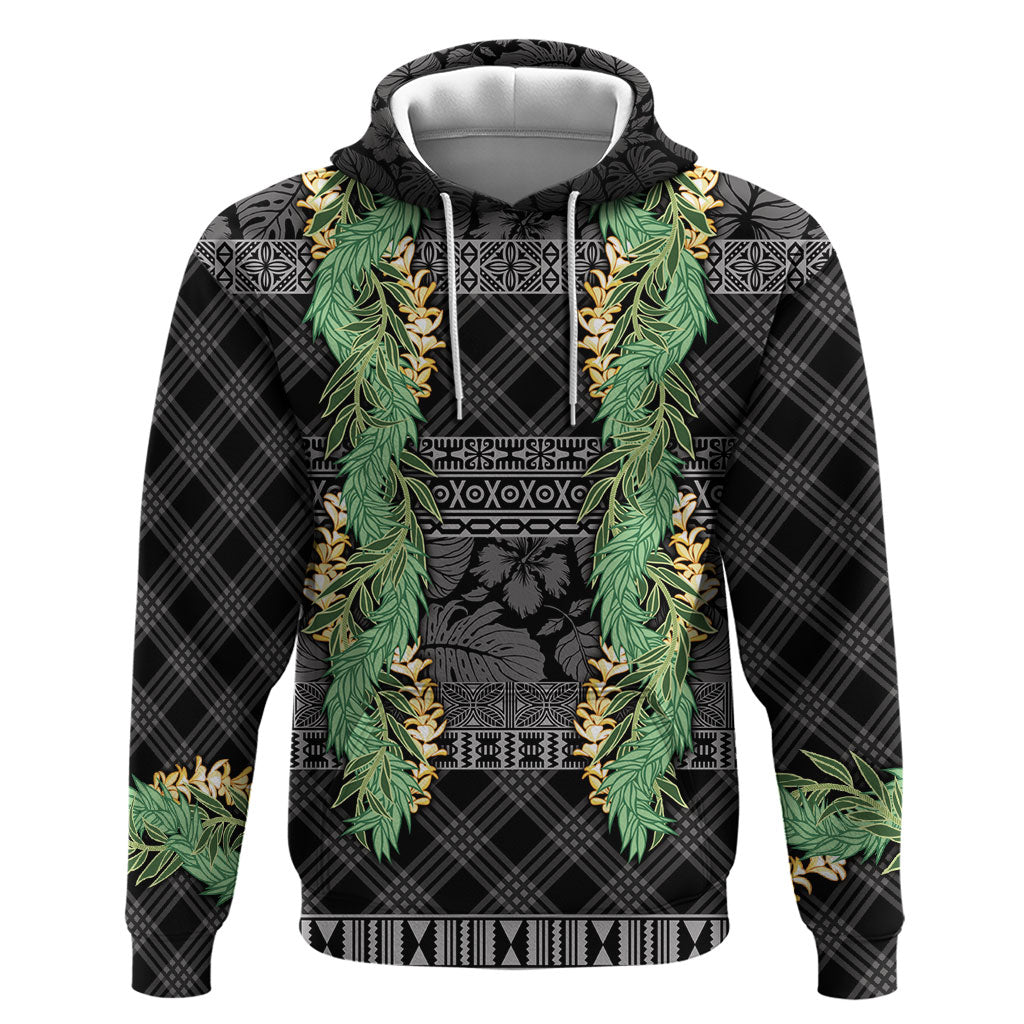 Hawai'i Paniolo Maile Twisted Lei Hoodie Obsidian Black LT7 Pullover Hoodie Black - Polynesian Pride