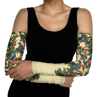 New Zealand Christmas Arm Sleeves Romantic Tui Birds on Pohutukawa - Ivory LT7 - Polynesian Pride