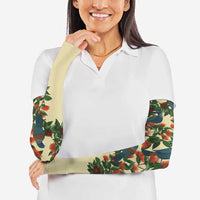New Zealand Christmas Arm Sleeves Romantic Tui Birds on Pohutukawa - Ivory LT7 - Polynesian Pride