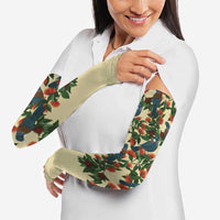 New Zealand Christmas Arm Sleeves Romantic Tui Birds on Pohutukawa - Ivory LT7 - Polynesian Pride