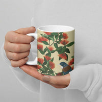 New Zealand Christmas Ceramic Mug Romantic Tui Birds on Pohutukawa - Ivory LT7 - Polynesian Pride