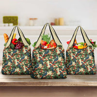New Zealand Christmas Grocery Bag Romantic Tui Birds on Pohutukawa - Ivory LT7 3-pack One Size Ivory - Polynesian Pride