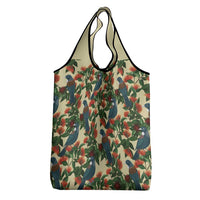 New Zealand Christmas Grocery Bag Romantic Tui Birds on Pohutukawa - Ivory LT7 - Polynesian Pride