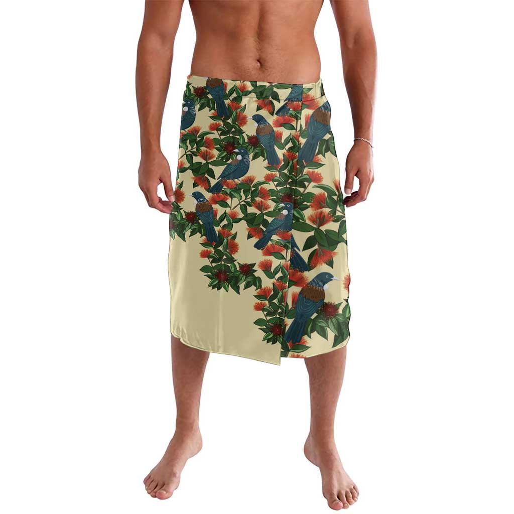 New Zealand Christmas Lavalava Romantic Tui Birds on Pohutukawa - Ivory LT7 Ivory - Polynesian Pride
