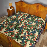 New Zealand Christmas Quilt Romantic Tui Birds on Pohutukawa - Ivory LT7 - Polynesian Pride