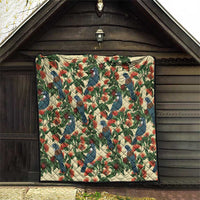 New Zealand Christmas Quilt Romantic Tui Birds on Pohutukawa - Ivory LT7 - Polynesian Pride