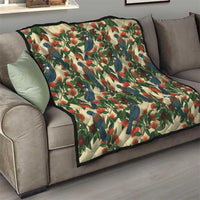 New Zealand Christmas Quilt Romantic Tui Birds on Pohutukawa - Ivory LT7 - Polynesian Pride