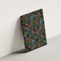 New Zealand Christmas Canvas Wall Art Romantic Tui Birds on Pohutukawa - Cobalt LT7 - Polynesian Pride