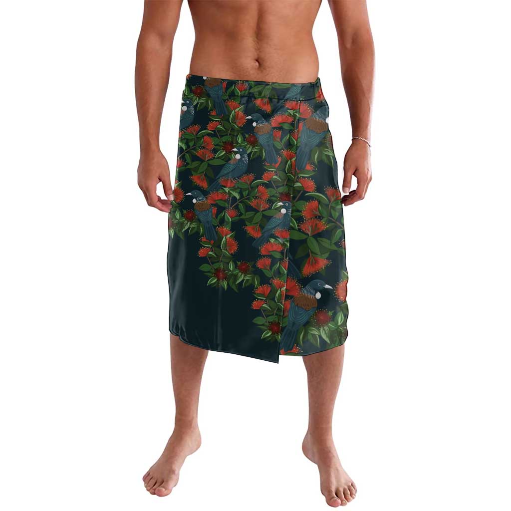 New Zealand Christmas Lavalava Romantic Tui Birds on Pohutukawa - Cobalt LT7 Cobalt - Polynesian Pride