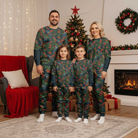 New Zealand Christmas Pajama Set Romantic Tui Birds on Pohutukawa - Cobalt LT7 - Polynesian Pride