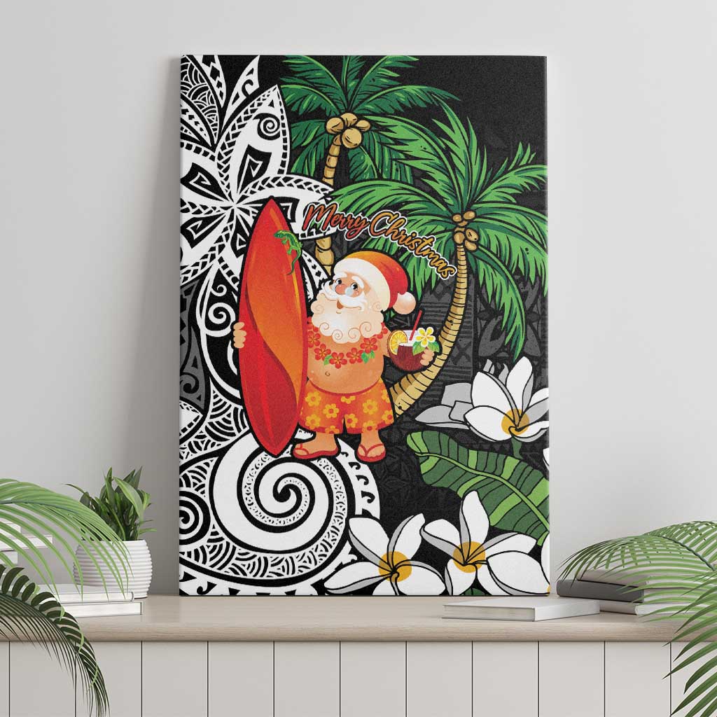 Polynesian Canvas Wall Art Tropical Santa - Plumeria Black Vintage LT7 - Polynesian Pride