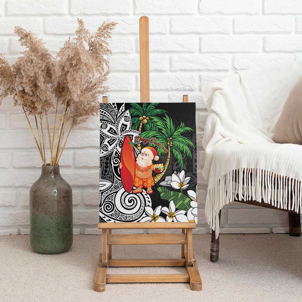 Polynesian Canvas Wall Art Tropical Santa - Plumeria Black Vintage LT7 - Polynesian Pride