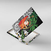 Polynesian Canvas Wall Art Tropical Santa - Plumeria Black Vintage LT7 With Frame Black - Polynesian Pride