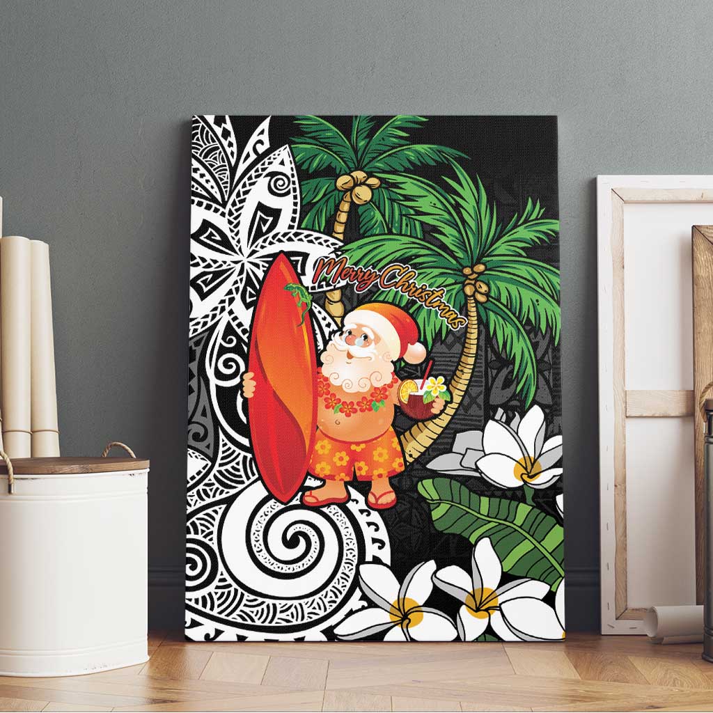Polynesian Canvas Wall Art Tropical Santa - Plumeria Black Vintage LT7 - Polynesian Pride