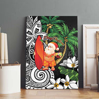 Polynesian Canvas Wall Art Tropical Santa - Plumeria Black Vintage LT7 - Polynesian Pride