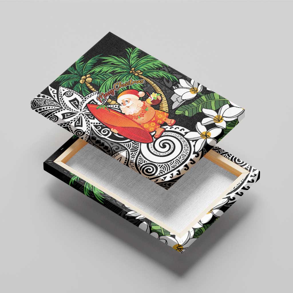 Polynesian Canvas Wall Art Tropical Santa - Plumeria Black Vintage LT7 - Polynesian Pride