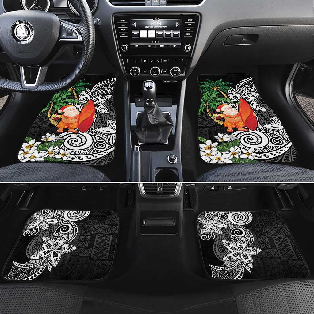 Polynesian Car Mats Tropical Santa - Plumeria Black Vintage LT7 Set 4pcs Black - Polynesian Pride