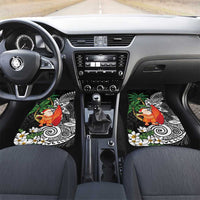 Polynesian Car Mats Tropical Santa - Plumeria Black Vintage LT7 Set 2pcs - Front Black - Polynesian Pride