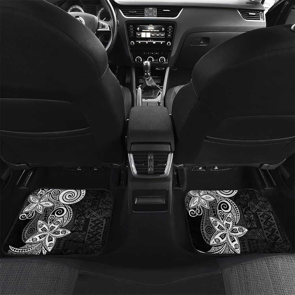 Polynesian Car Mats Tropical Santa - Plumeria Black Vintage LT7 Set 2pcs - Back Black - Polynesian Pride