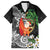 Polynesian Family Matching Puletasi and Hawaiian Shirt Tropical Santa - Plumeria Black Vintage