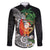 Polynesian Family Matching Puletasi and Hawaiian Shirt Tropical Santa - Plumeria Black Vintage