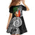 Polynesian Family Matching Short Sleeve Bodycon Dress and Hawaiian Shirt Tropical Santa - Plumeria Black Vintage